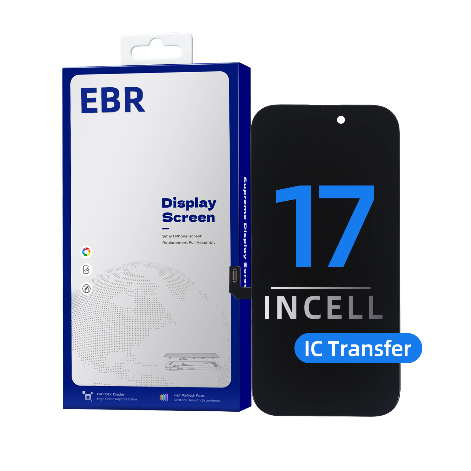 EBR Incell Screen for iPhone 17 6.3", Black (Support IC Transplanting)+Flex