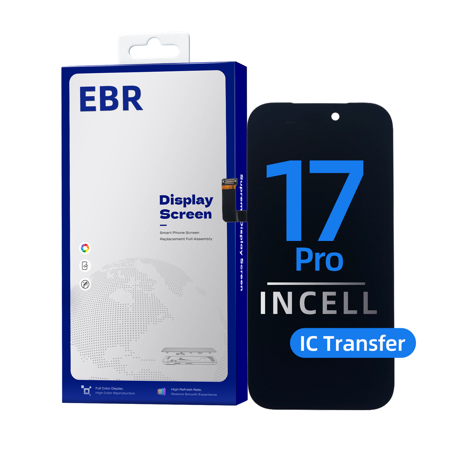 EBR Incell Screen for iPhone 17 Pro 6.3", Black (Support IC Transplanting)+Flex