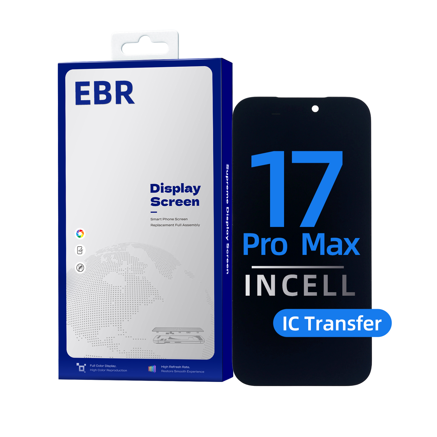 EBR Incell Screen for iPhone 17 Pro Max 6.9", Black (Support IC Transplanting)+Flex