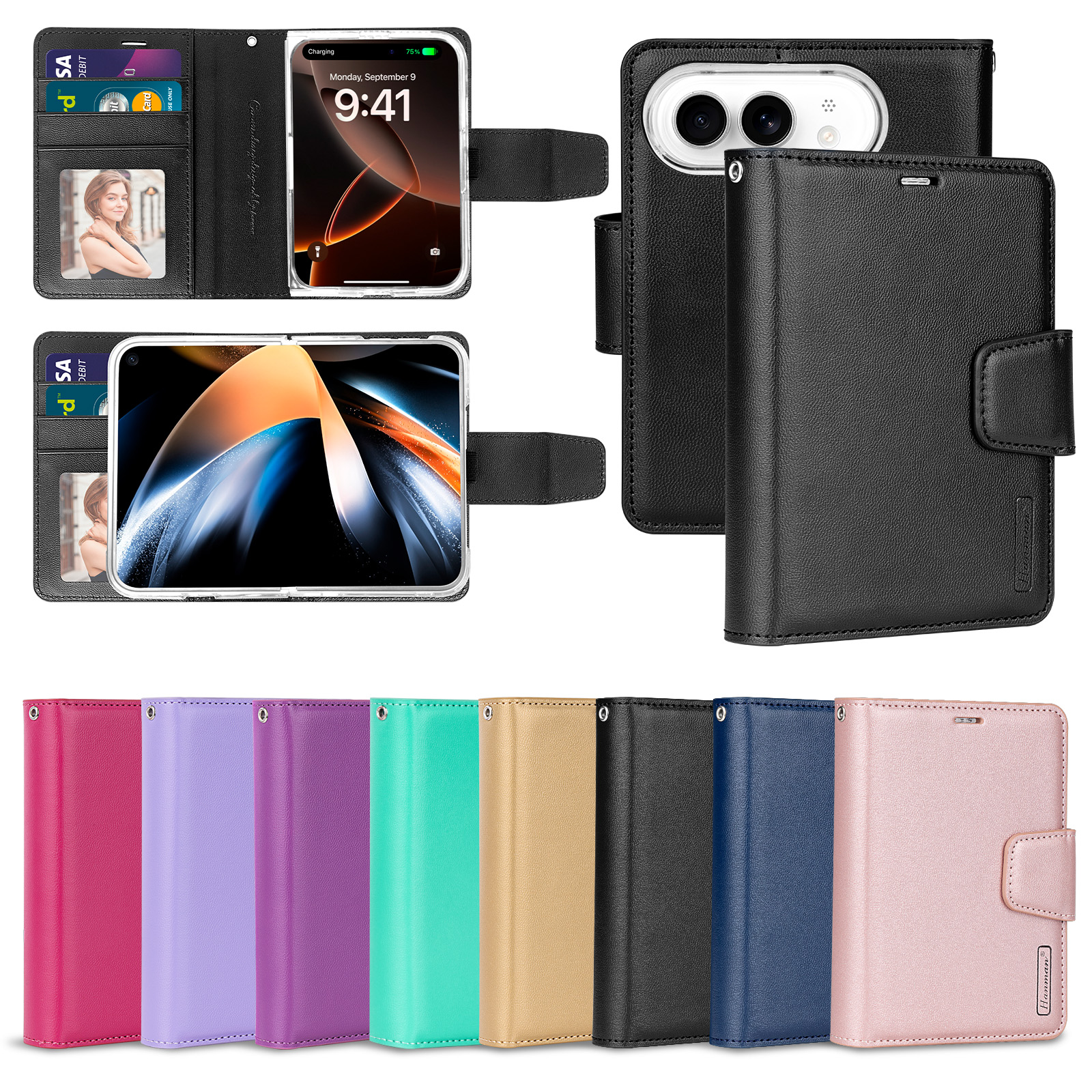 Hanman Smooth Leather Case with Photo Display for iPhone Duo, w/retail package
