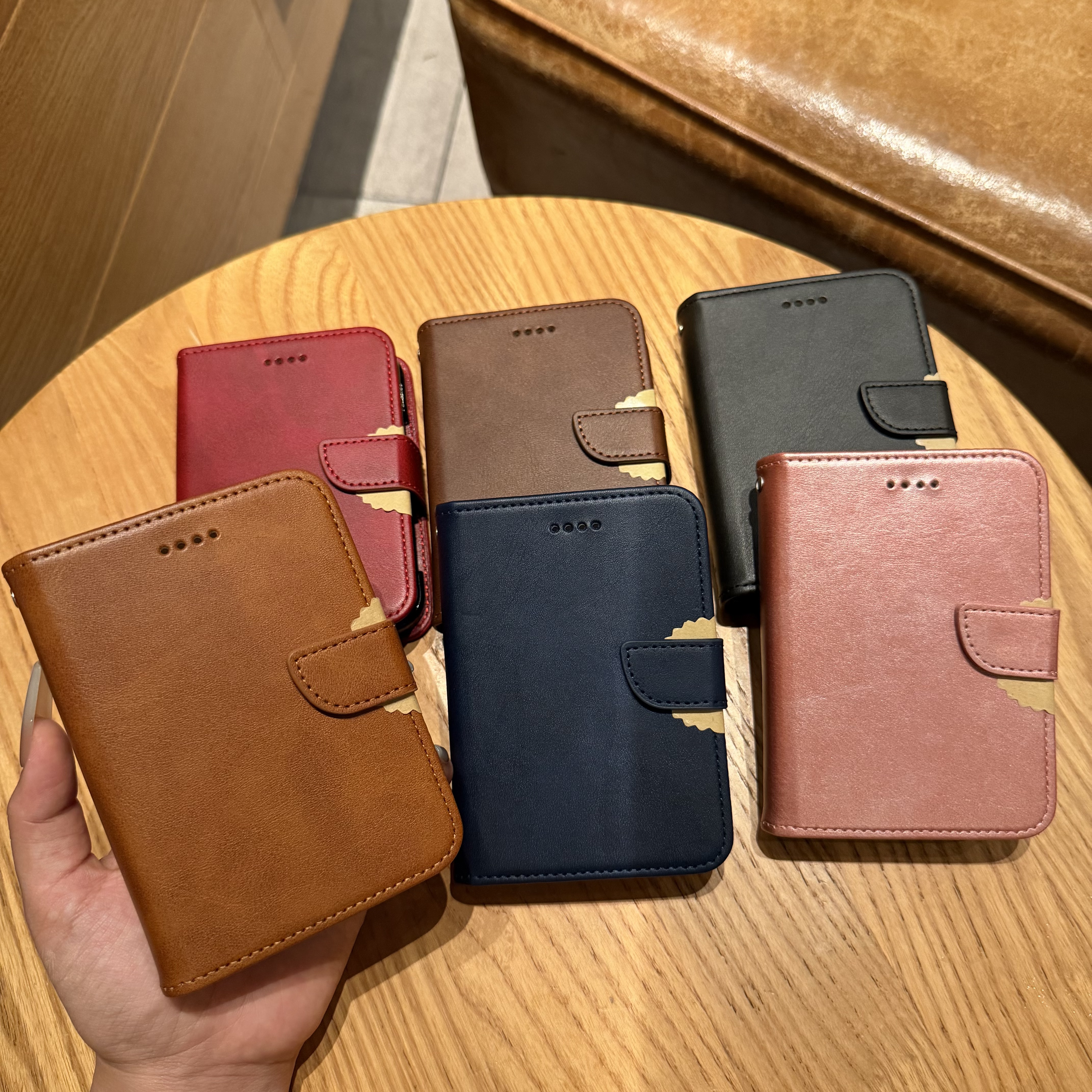 Magnetic Snap Cowhide Texture Leather Case for iPhone Duo