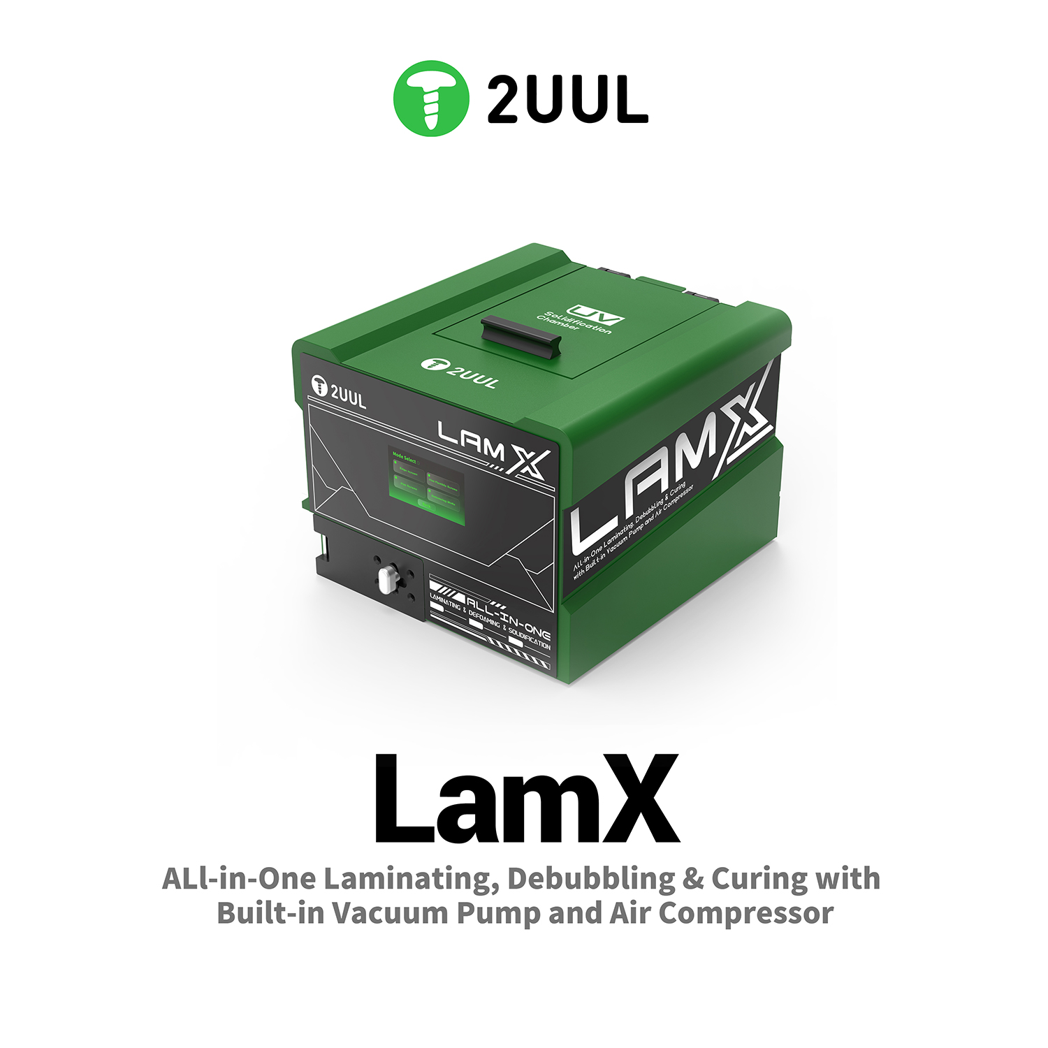 2UUL LD01 LamX AlI-in-One Laminating, Debubbling & Curing with Built-in Vacuum Pump and Air Compressor, 220V, EU Plug, w/retail package